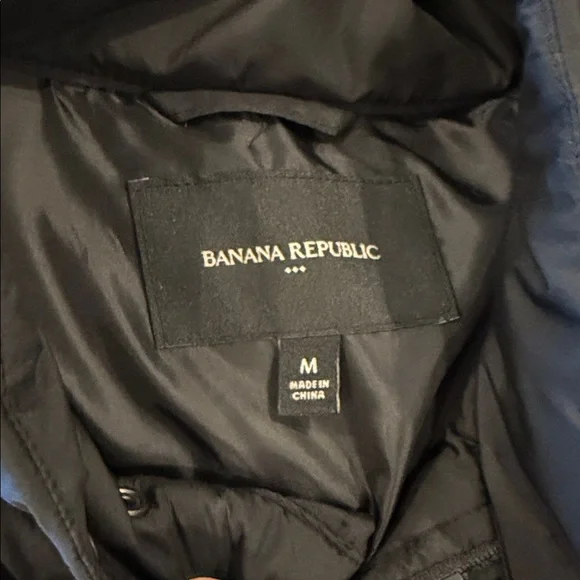 Men's Quilted Black Puffer Jacket - Insulated Stand Collar Banana Republic - Picture 2 of 2